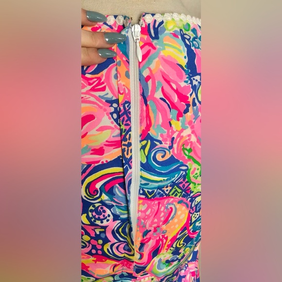 Lilly Pulitzer Shift Dress Pink Blue Floral Short Sleeve Crew Neck Knee Length 2 - Picture 9 of 16